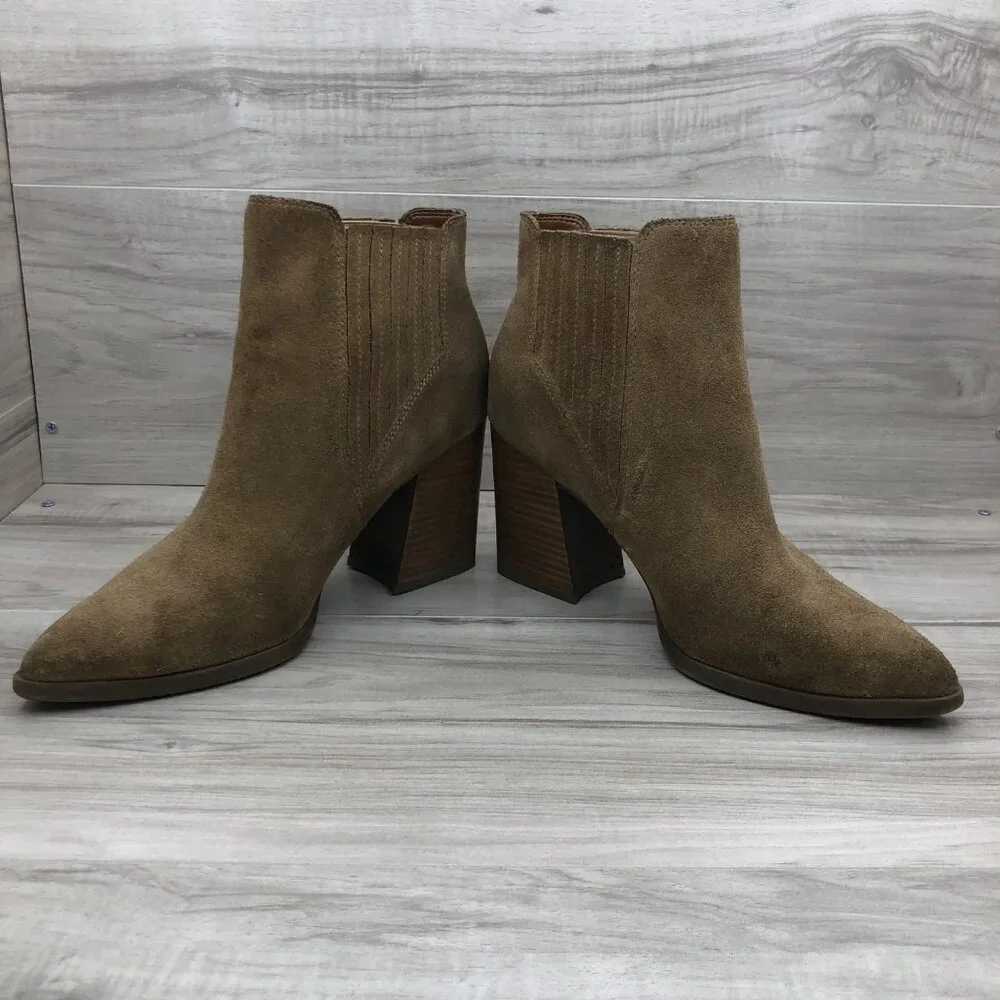 Marc Fisher Ankle Boots Womens 10M Gadri Brown Suede Slip On Booties